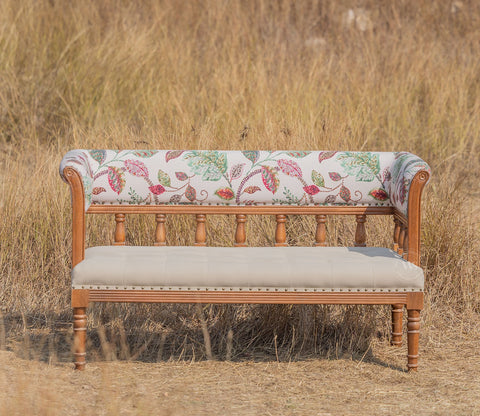Reyes Bench With Back Rest (Cotton, Rosy Leaf)