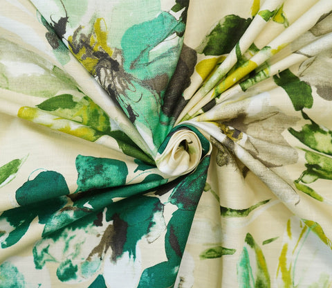 Aqua Flower Printed 100% Cotton Fabric