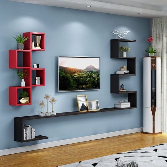 Trueliving Wall-Mounted 2 in one Tv Unit with Shelf & Drawers 137.2 L ...