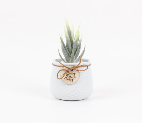 Bloomify Ceramic Pot With Artificial Flowers (Light Blue)