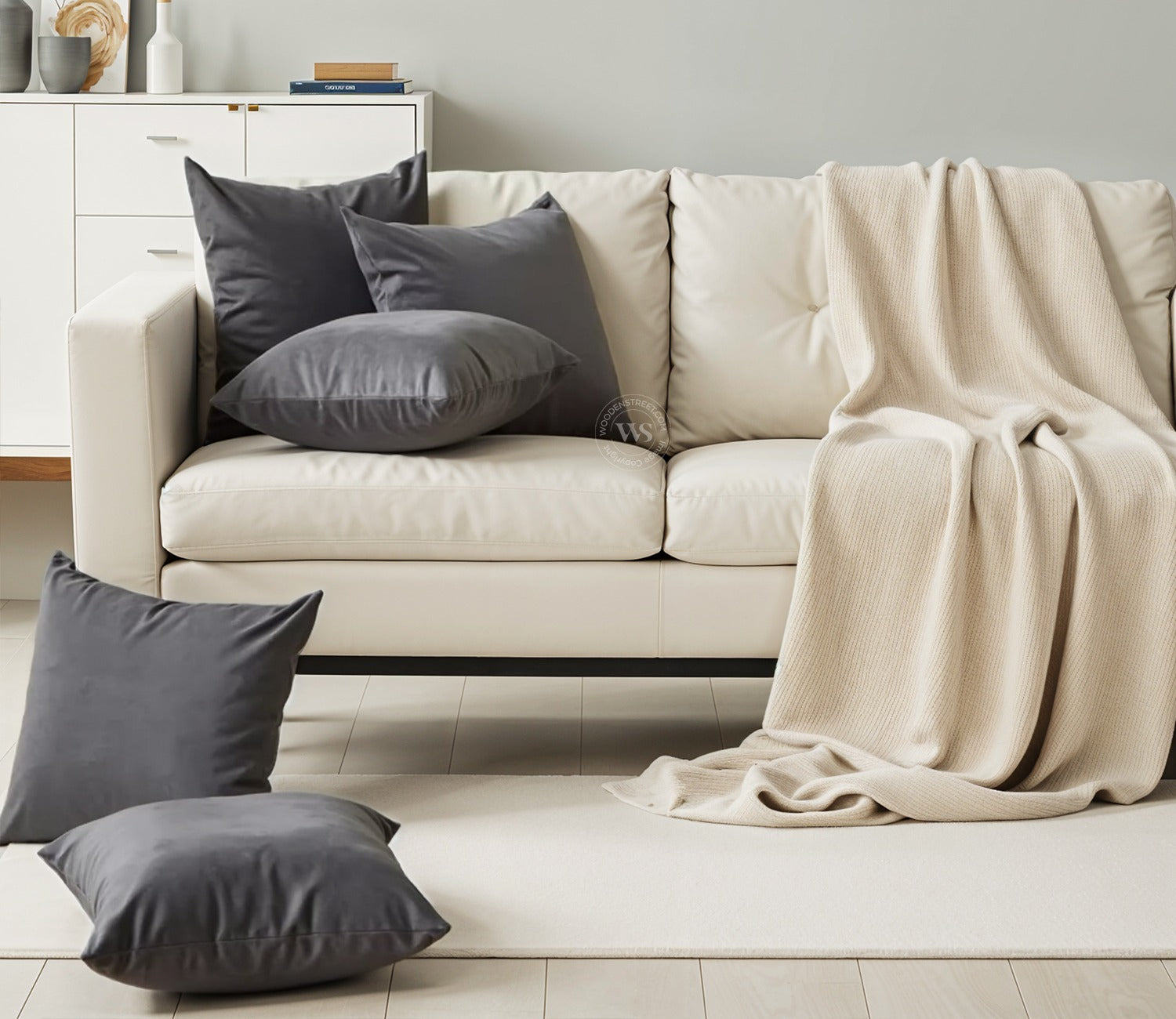 Cupid Velvet Cushion Cover - Pack of 5 (16 x 16 Inches, Graphite Grey)