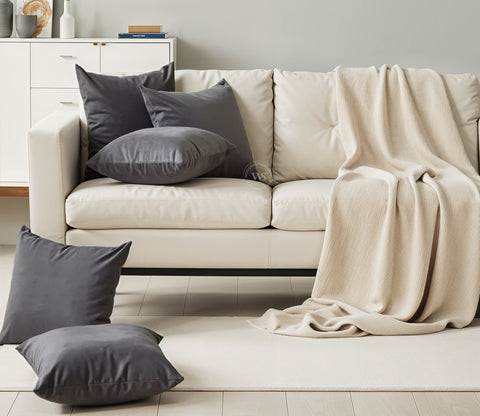 Cupid Velvet Cushion Cover - Pack of 5 (16 x 16 Inches, Graphite Grey)