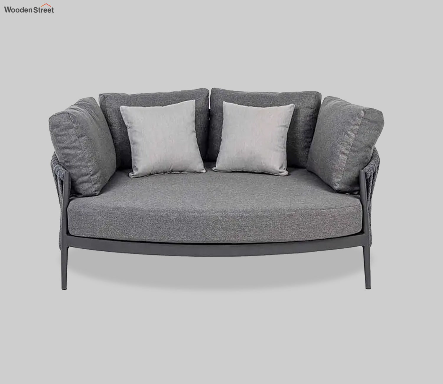 Grey Rope Round Daybed With Grey Cushions