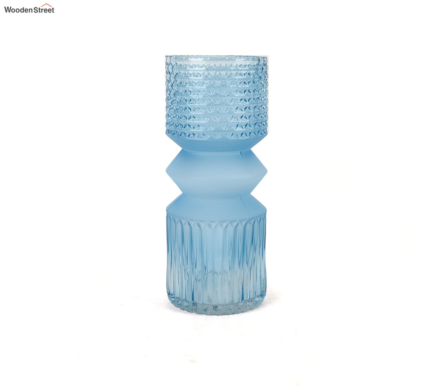 Floral Pottery Glass Vase (Blue)