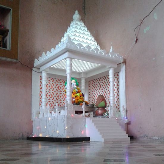Trueliving Mandir | Marble 3.0 Temple for Home & Offices |Solid Surface - Size - H: 48" x W: 44"— D: 21.5"