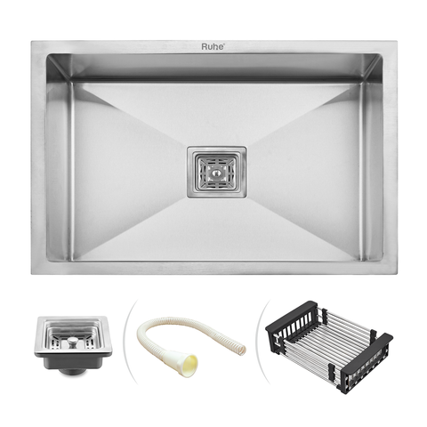 Trueliving Modern Silver_Handmade Single Bowl Premium Stainless Steel Kitchen Sink (32 x 20 x 10 Inches)