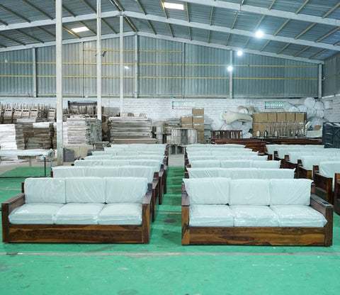 Marriott 3 Seater Wooden Sofa (Walnut Irish Cream)