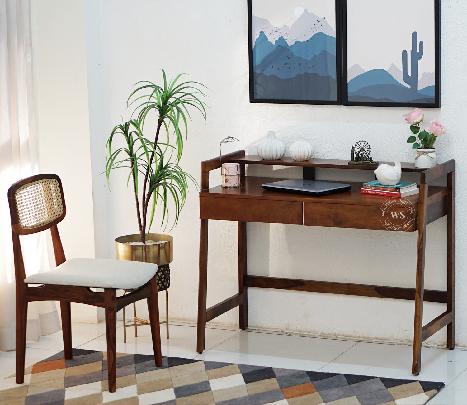 Aurelia Sheesham Wood Study Table (Honey Finish)