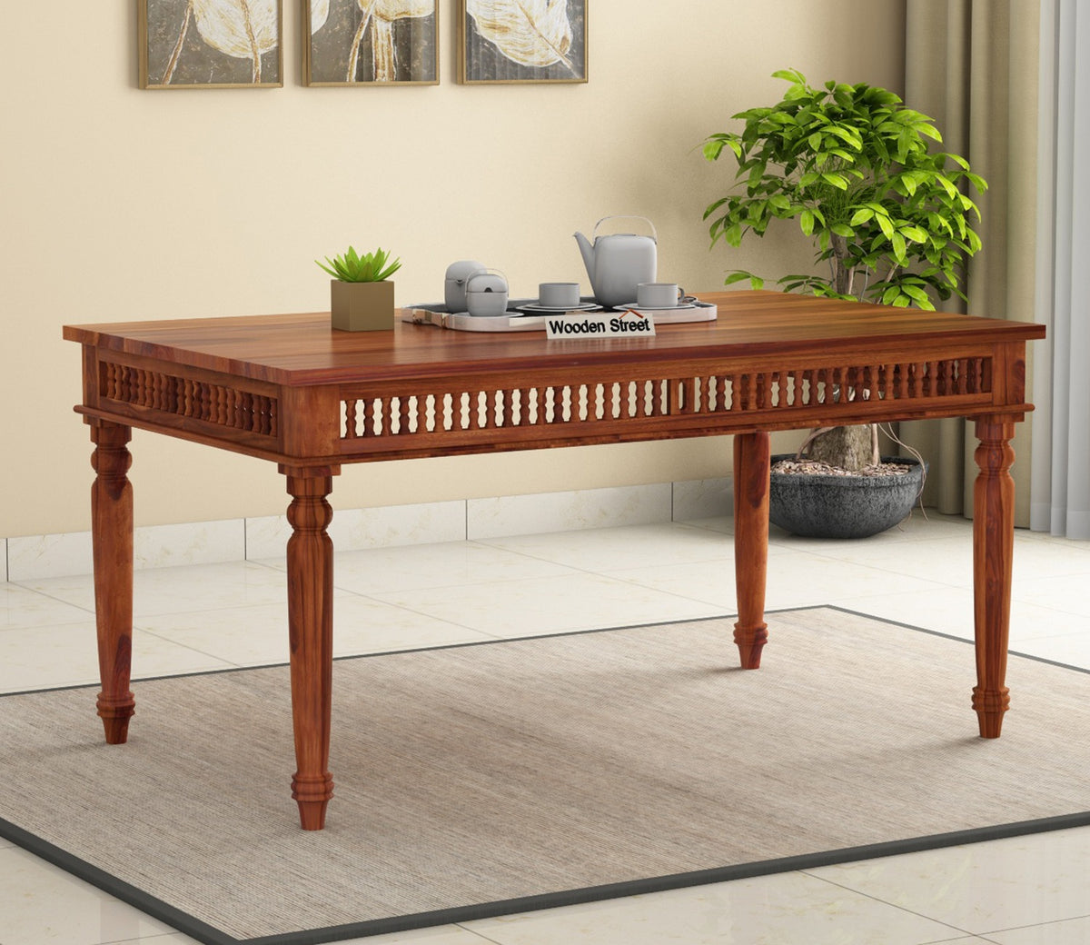 Alanis 6 Seater Dining Table (Honey Finish)