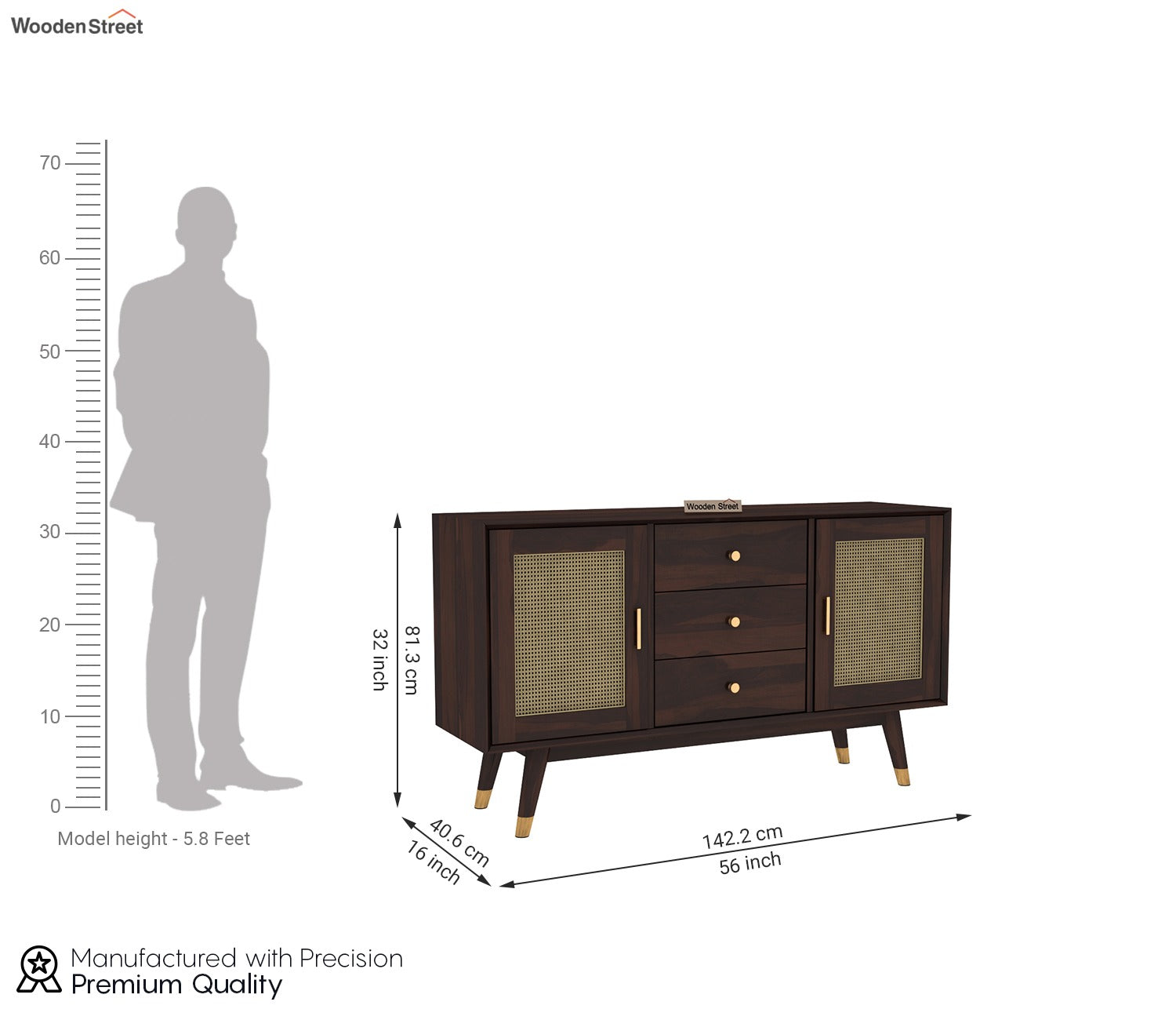 Iriana Sheesham wood Cabinets and Sideboard (Walnut Finish)
