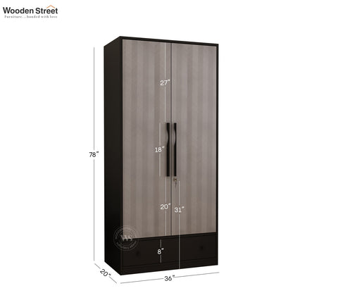 Avren Engineered Wood Wardrobe with Textured Front & Drawer Storage (Chevron Pattern)