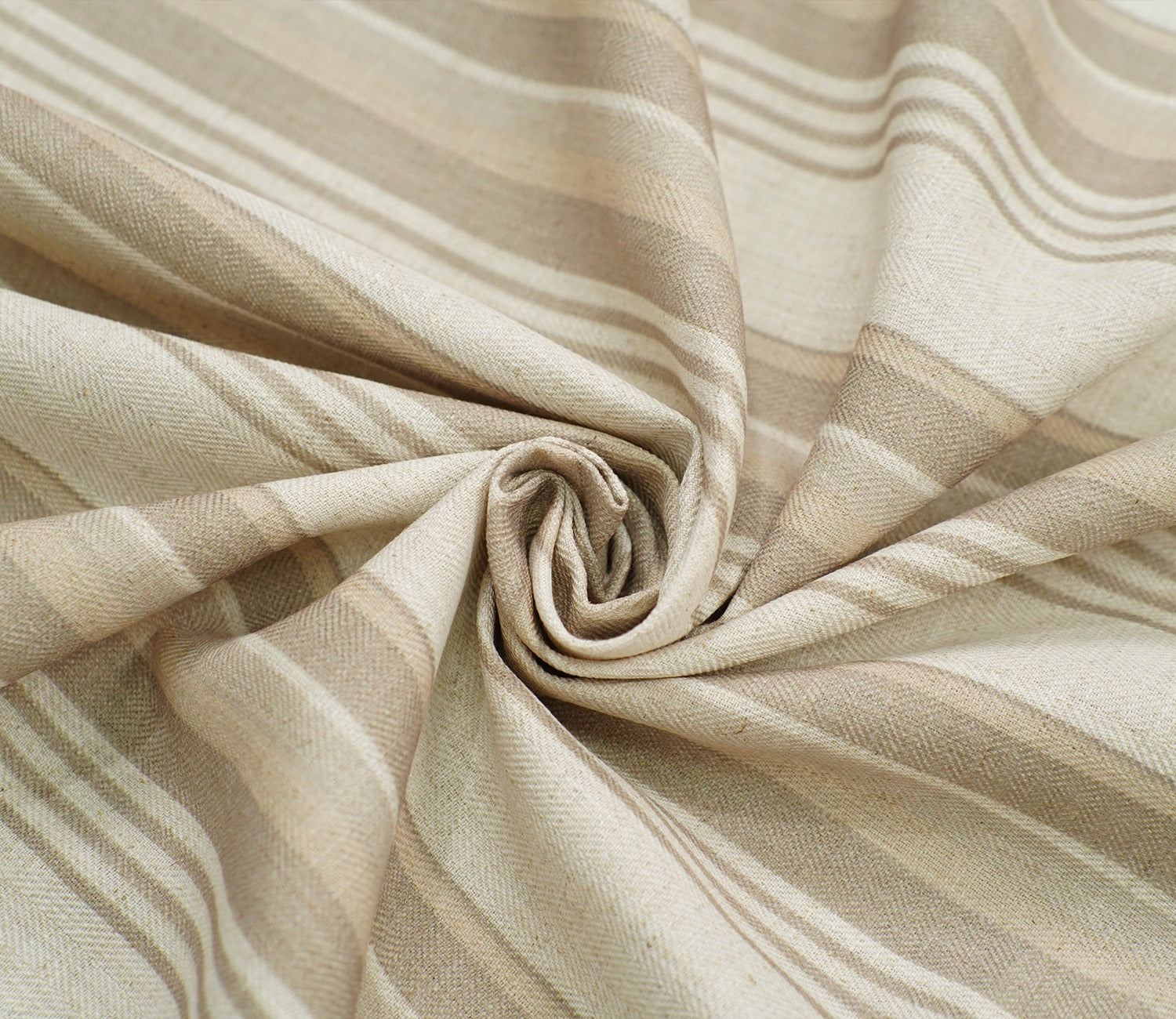 Cream Stripe Printed Cotton Fabric