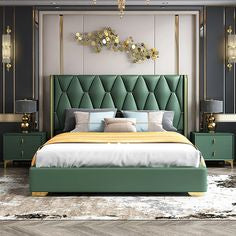 Trueliving  Modern Design Dark bed Laminated Finish & PU Finish 6Ft *6Ft *1Ft