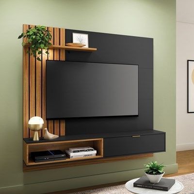 Trueliving Wall-Mounted Modern Tv Unit with Shelf & Drawers 137.2 L x 33 W x 109.2 H