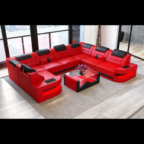 Trueliving Luxurious Dark Six Seater Sofa Leather Finish 3+2+1 (H 36" x W 80" x D 34")+(H 33" x W 60" x D 35")+(H 30'' x W 31'' x D 30'')