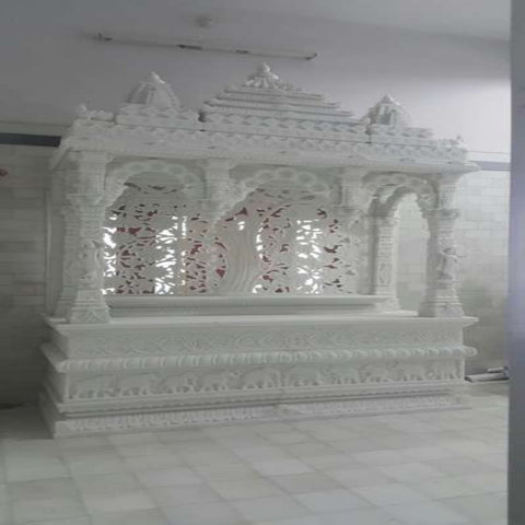 Trueliving Mandir | Designer Marble Temple 1.9 for Home & Offices |Solid Surface - Size - H: 48" x W: 44"— D: 21.5"