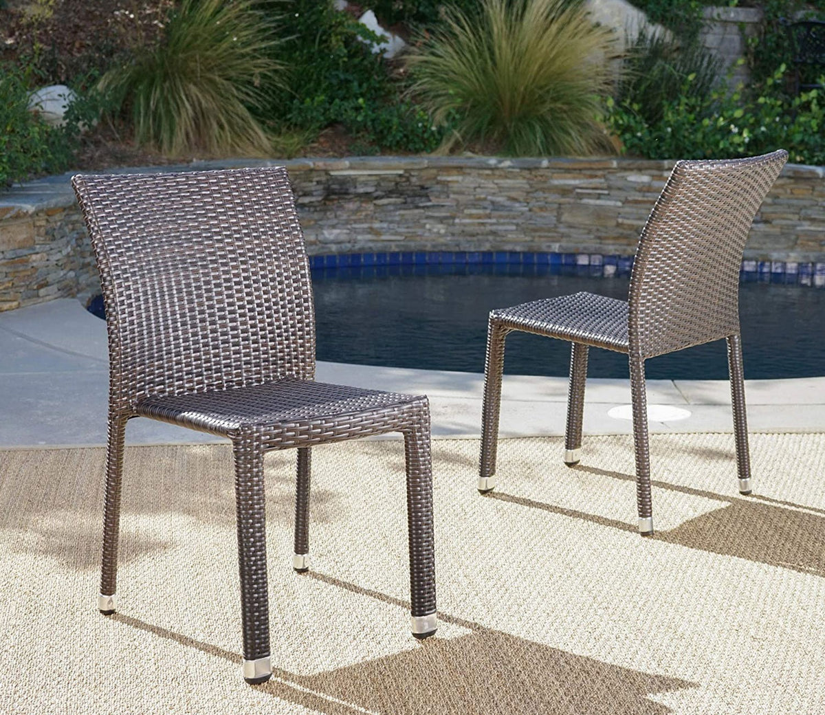 Dark Brown Rattan And Wicker Outdoor Chairs (Set Of 2)
