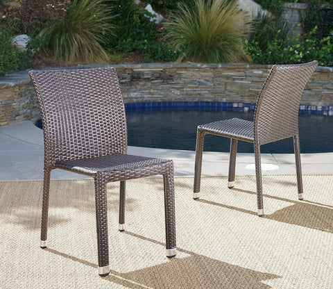 Dark Brown Rattan And Wicker Outdoor Chairs (Set Of 2)