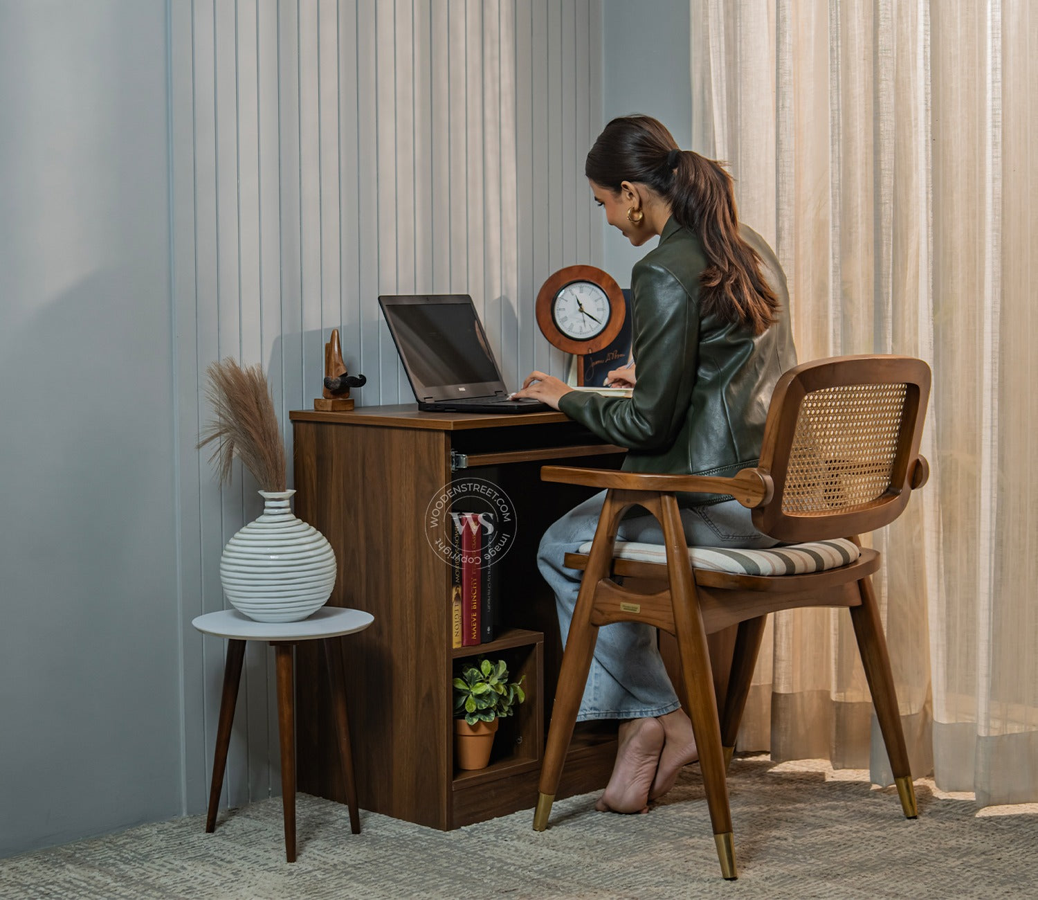 Scholar Engineered Wood Study Table With Sectioned and Sliding Storage (Columbian Walnut Finish)