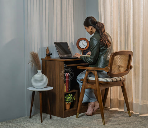 Scholar Engineered Wood Study Table With Sectioned and Sliding Storage (Columbian Walnut Finish)