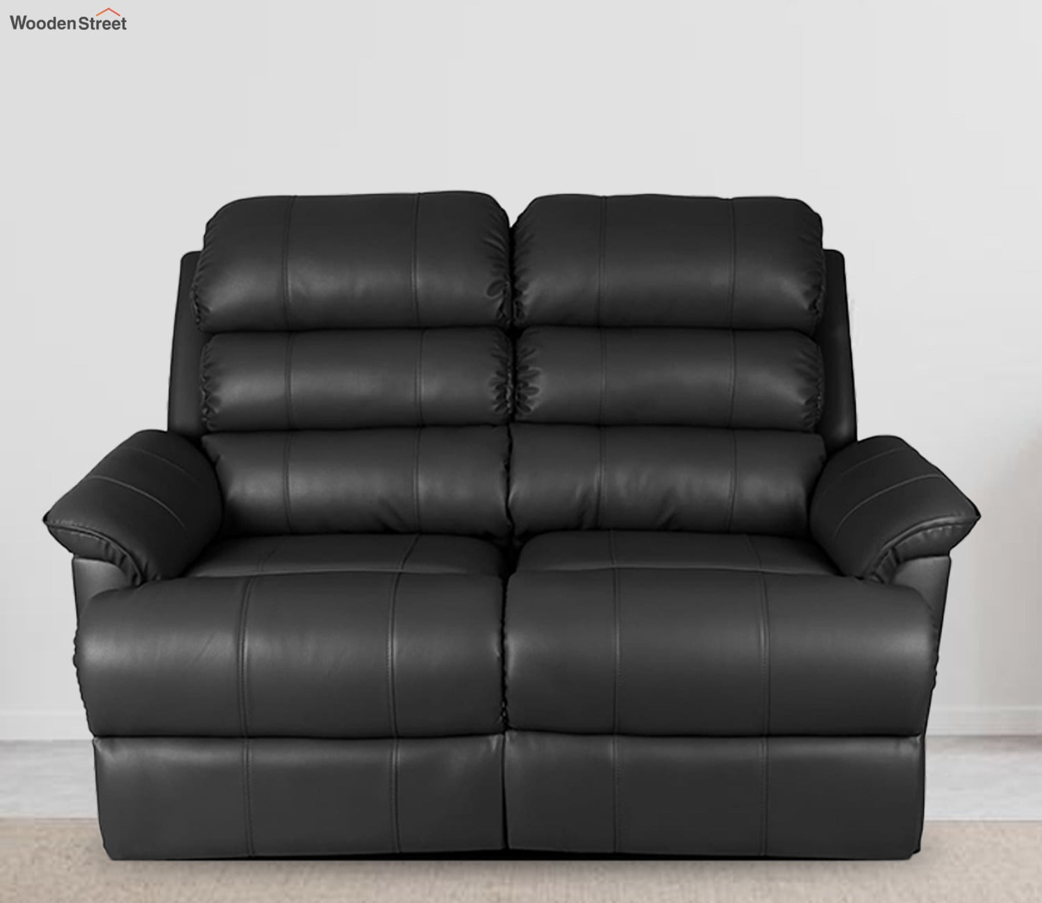 Valencia Leatherette Two Seater Motorized Recliner (Black Upholstery)