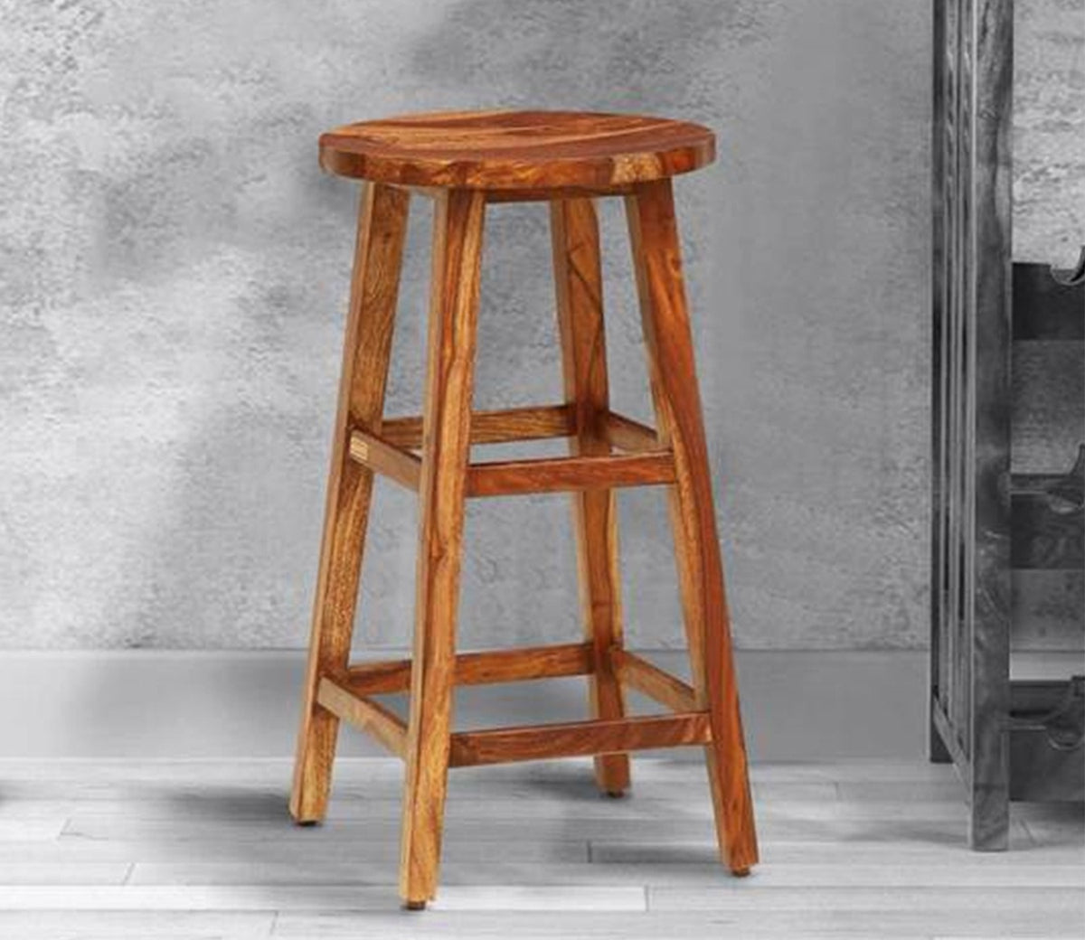 Isla Solid Wood Bar Stool in Rustic Teak Finish