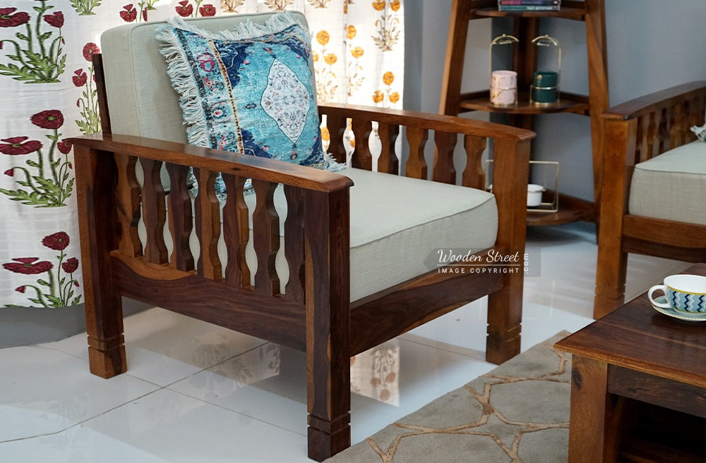 Olympia 1 Seater Wooden Sofa (Honey Irish Cream)