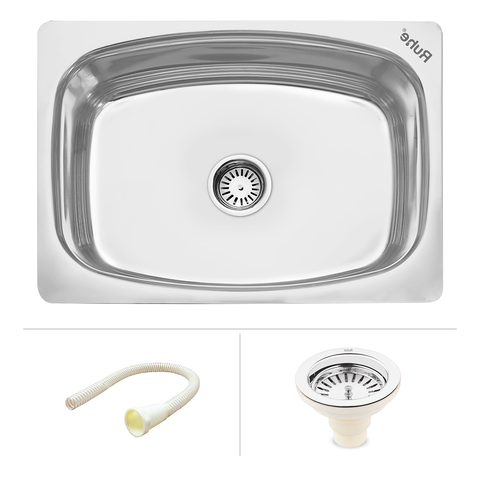 Trueliving Facy Silver_Square Single Bowl Kitchen Sink (26 x 20 x 9 inches)