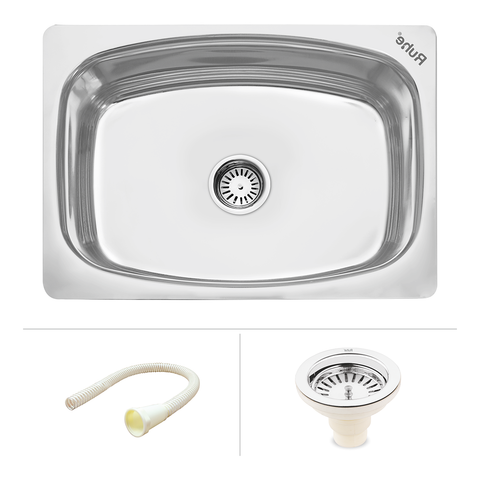 Trueliving Facy Silver_Square Single Bowl Kitchen Sink (20 x 17 x 8 inches)
