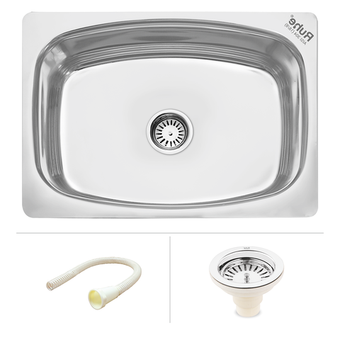 Trueliving Luxury Silver_Square Single Bowl Kitchen Sink (21 x 18 x 8 inches)