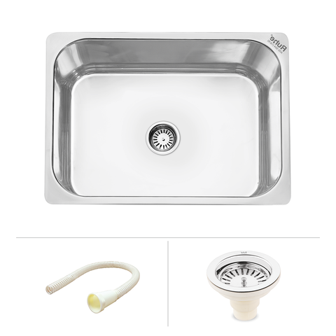 Trueliving Modern Silver_Oval Single Bowl (24 x 18 x 9 inches) Kitchen Sink