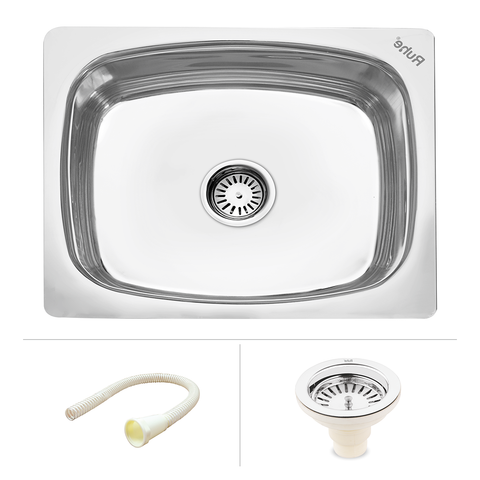 Trueliving Luxury Silver_Oval Single Bowl (22 x 18 x 8 inches) Kitchen Sink
