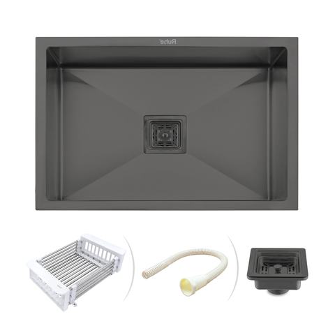 Trueliving Luxury _Black Handmade Single Bowl Premium Stainless Steel Kitchen Sink ( 24 x 18 x 10 Inches)