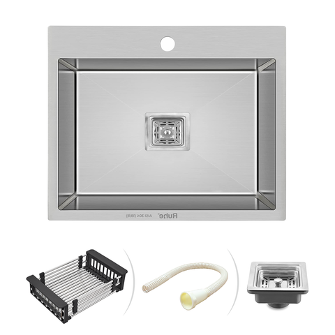 Trueliving Modern Silver_Handmade Single Bowl 304-Grade Kitchen Sink (24 x 18 x 10 Inches)