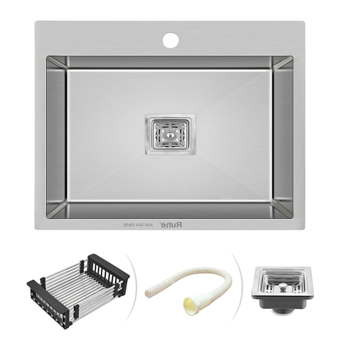 Trueliving Luxury Silver_Handmade Single Bowl Premium Stainless Steel Kitchen Sink (21 x 18 x 10 Inches)