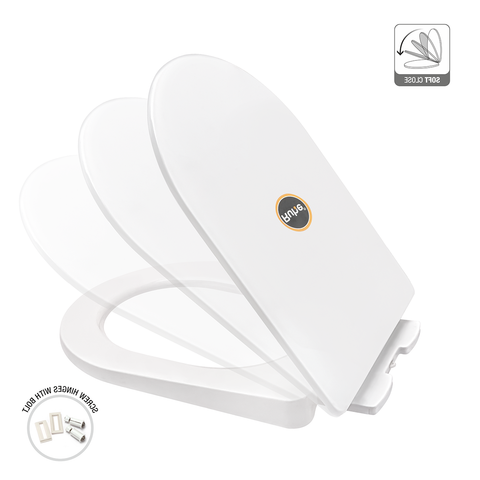 Trueliving_Elite Round Toilet Seat Cover (Soft Close) width 35 cm, length 40-41 cm. width 36 cm, length 41-48 cm.