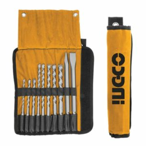 Trueliving_Drill Bits-Power Tools Accessories-Tools & Hardware-INGCO 10pcs hammer drill bits and chisels set AKD2101, Packed by canvas bag