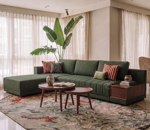 Oasis L-Shape Left Aligned Sectional Sofa (Sage Green)