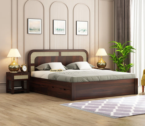 Emalyn Bed With Storage (Queen Size, Walnut Finish)