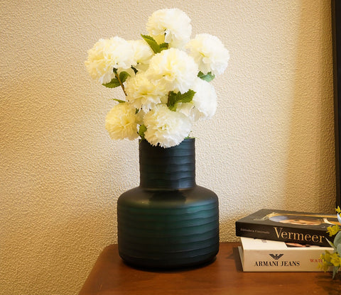 Plush Cup Green Glass Vase
