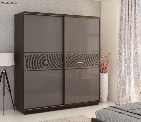 Kosmo Ripples 2 Door Sliding Wardrobe in High Gloss Basalt Grey Finish