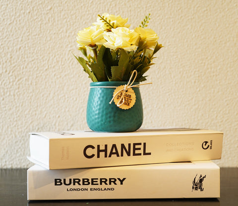 Artificial Flower With Ceramic Pot (Green)