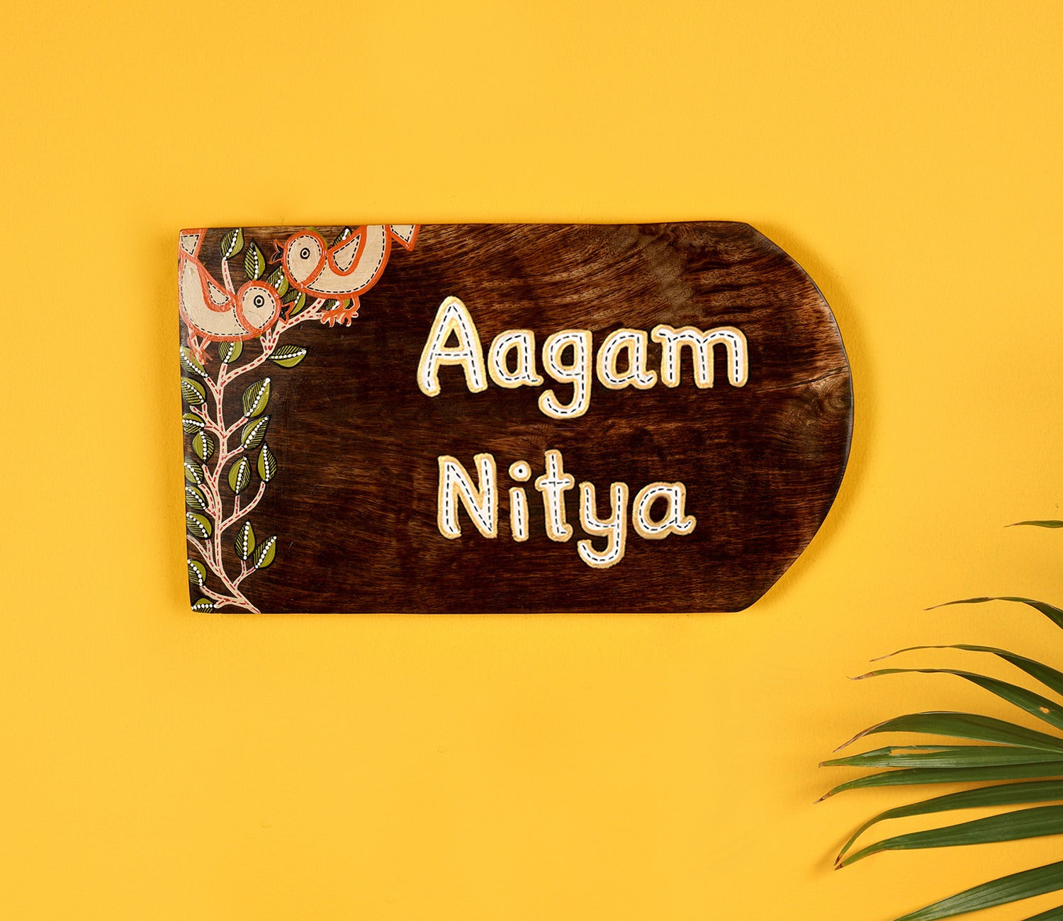 Birds of Love Curved Name Plate for Home
