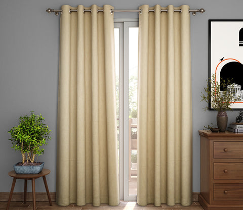 Solid Plain 1 Piece Light-Filtering Curtain (Cream, 7 Feet)