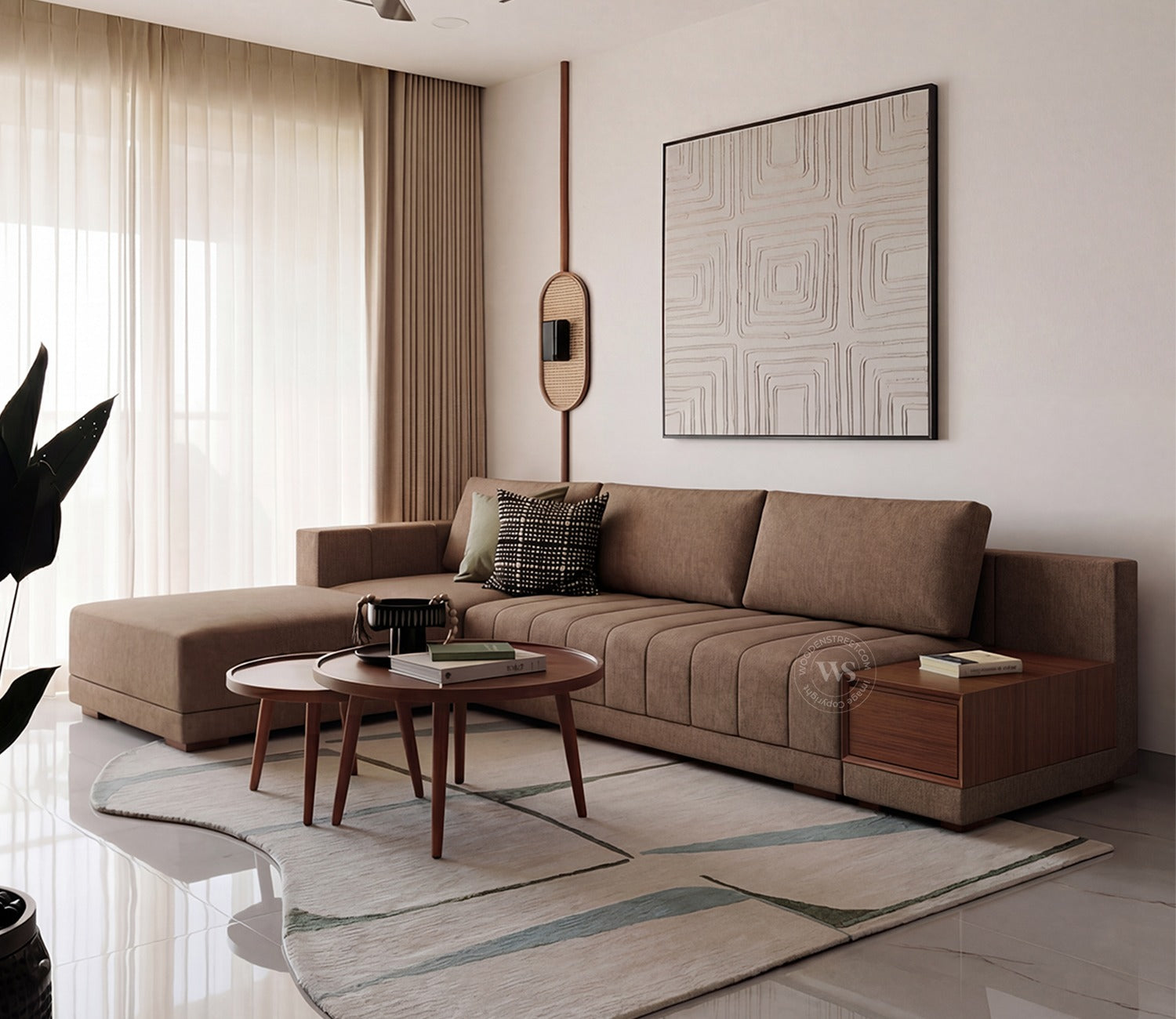 Oasis L-Shape Left Aligned Sectional Sofa (Sand Brown)