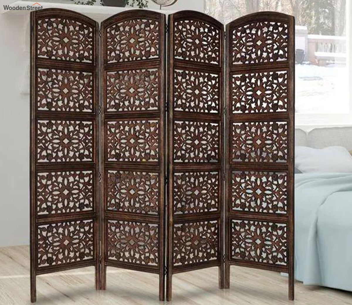 Zayan 4 Panel Carved Wooden Partition