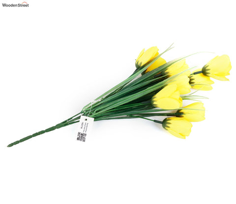Blissful Bunch Of Roses Artificial Flower- Set Of 5 (Yellow)