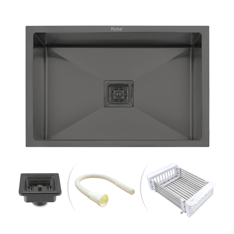 Trueliving Luxury _Black Handmade Single Bowl Premium Stainless Steel Kitchen Sink ( 24 x 18 x 10 Inches)