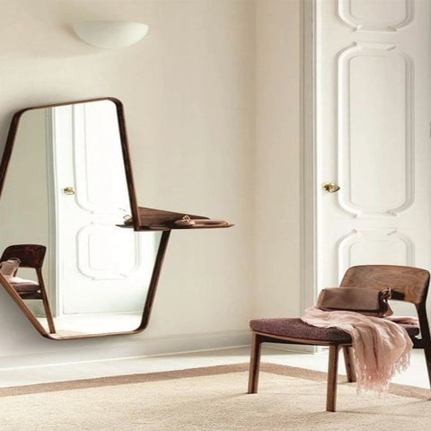 Trueliving Multi Shape Framed  Decorative Wall Mount With Stand Mirror | 18" x 48"