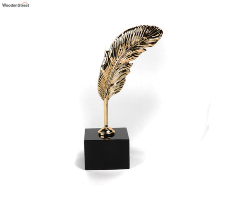 Timeless Feathers Console Table Decor- Leaf Alloy (S, Gold)